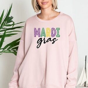 Mardi Gras Sweatshirt with Mardi Gras Print • Blush Large/Extra Large